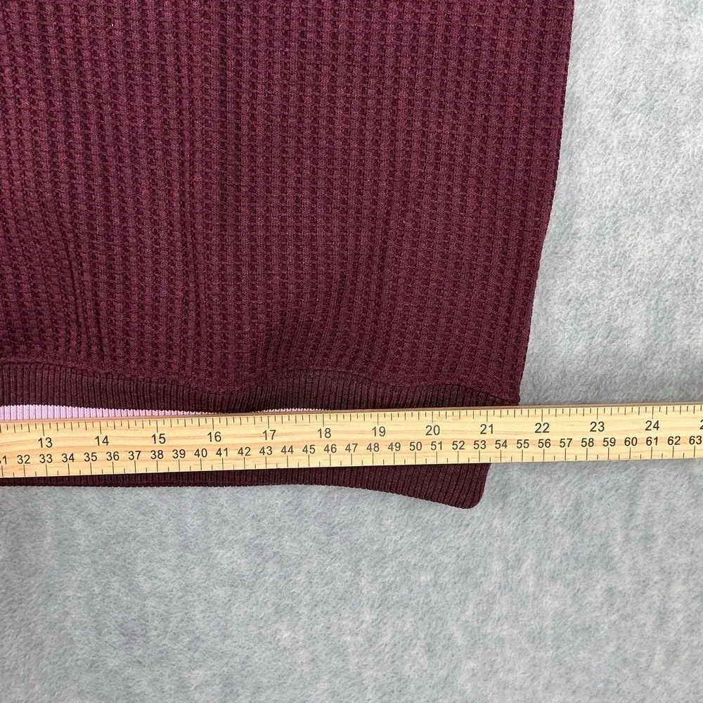 Nike Vest Women Large Burgundy‎ Sleeveless Waffle Knit Sweater M7482 Logo Preppy